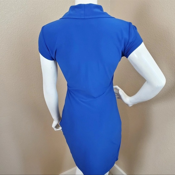 Joseph Ribkoff Royal Blue Faux Wrap Zipper Detail Elegant Blue Wrap Dress Sz 4 - Picture 3 of 10